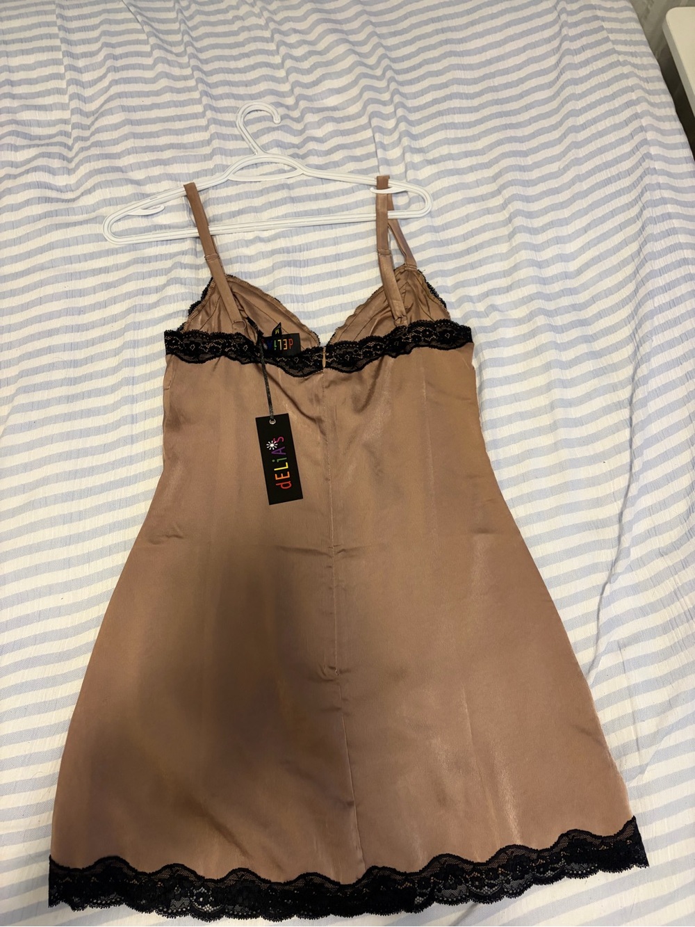 dELiA*s Brown Slip Dress with Black Lace Trimmings - Picture 3 of 4
